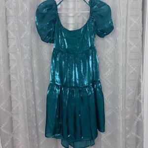NEW Shimmering Blue Dress with Bow Tie